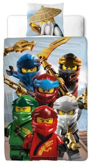 1: Ninjago sengetøj - 140x200 cm - LEGO Ninjago Master Wu - 2 i 1 Sengesæt - 100% bomuld